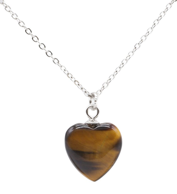 Collier Argent 925 Oeil de Tigre Coeur