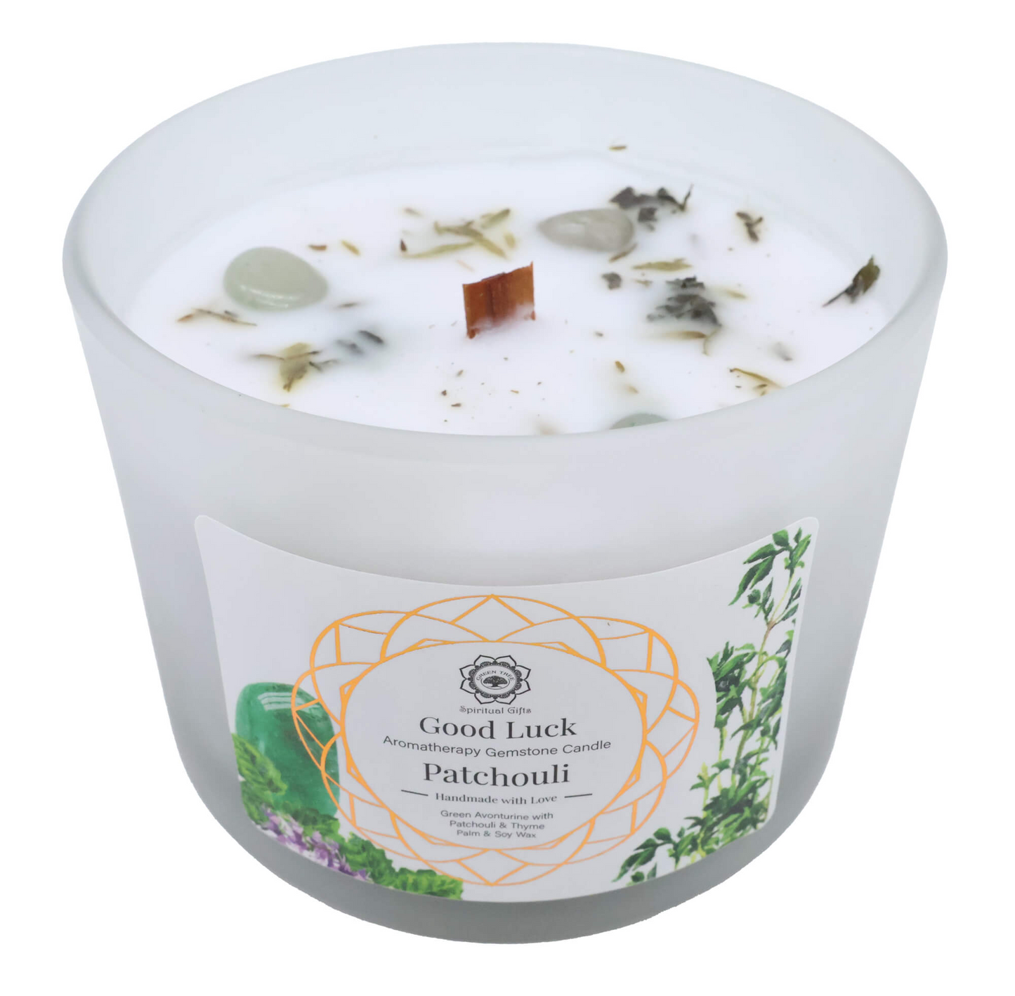 Bougie Green Bonne Chance aventurine verte +patchouli