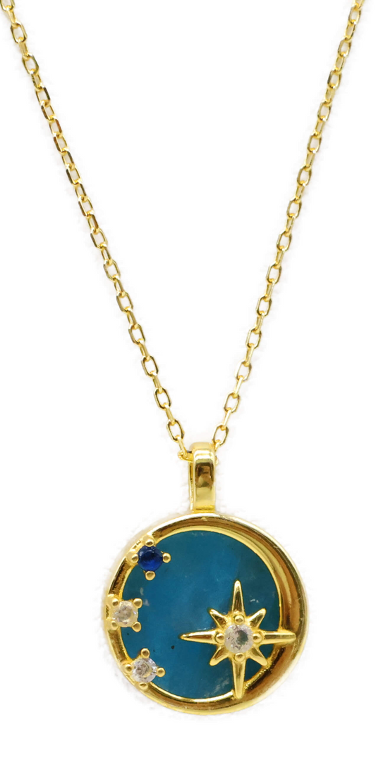 Collier Argent 925 Apatite & Etoiles