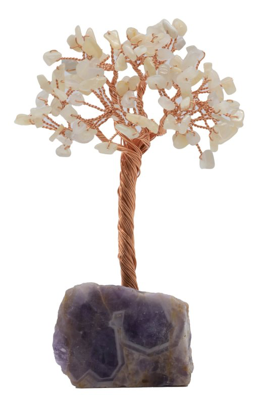 Arbre du Bonheur Cristal de Roche base Améthyste