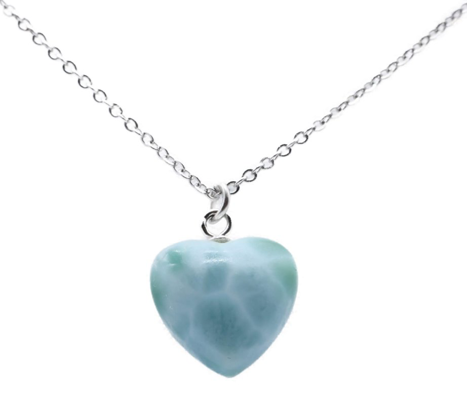 Collier Argent 925 Larimar Coeur
