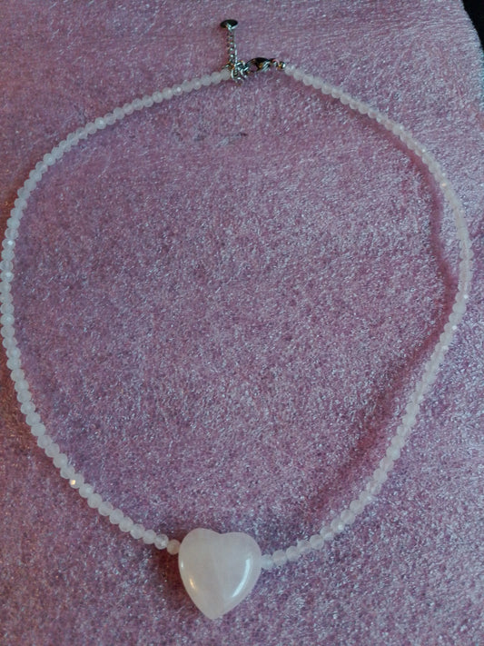 Collier ras du cou Quartz rose